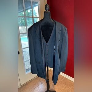 Men’s 2-Piece Suit Jacket & Vest Set - Size R52 - Navy/Greyish- Classic Fit